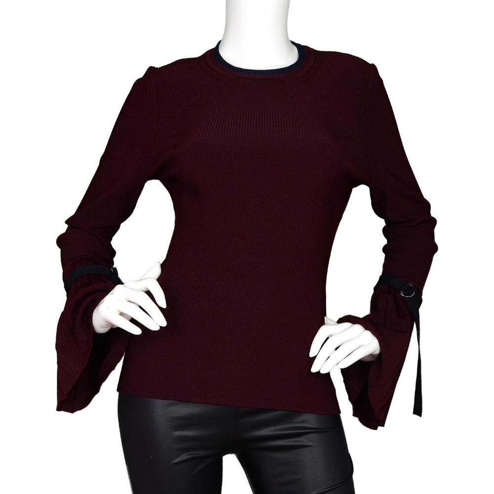 3.1 Phillip Lim Burgundy Pleated Sleeve Sweater, S